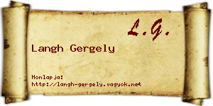 Langh Gergely névjegykártya